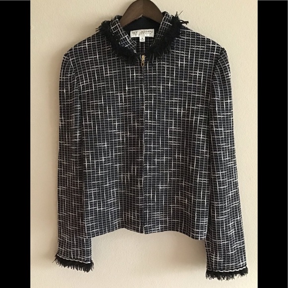 St. John Jackets & Blazers - St. John Fringed-trim Classic Blazer. Size 12